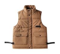 Générique Gilet Homme Sans Costume Blanc Puffer Vest Quilted Sleeveless Jacket Outerwear Winter Outdoor Warm Puffy Water Paris Germain Homme Veste (Khaki, XXXXXXL)