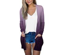 Générique Gilet Long Femme Grande Taille,Cardigan Femme Chic Et Elegant à Manches Longues Manteau Ouvert sur Le Devant Imprimé Mode Ample DéContracté LéGer Couleur Unie avec Poches