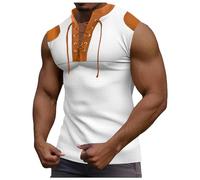 Générique Gilet Patchwork sans manches pour hommes, hauts décontractés, vêtement populaire, gilet de laçage pour hommes (White, M)