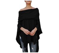 Générique Gilet Polaire Femme Chale Hiver Chaud Poncho Acrylique Écharpe En Soie Tricoté Élégante Pour À Franges Cocooning Cape Grande Echarpe Noel