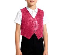Générique Gilet Sans Manche à Paillettes Garçon Col V à Deux Boutons pour Spectacle Danse Chorégraphie Représentation Scolaire Tailles 100 à180 2-16 Ans Plusieurs Couleurs Brillantes