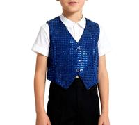 Générique Gilet Sans Manche à Paillettes Garçon Col V à Deux Boutons pour Spectacle Danse Chorégraphie Représentation Scolaire Tailles 100 à180 2-16 Ans Plusieurs Couleurs Brillantes