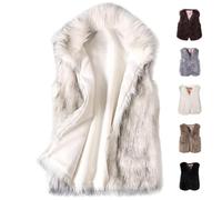 Générique Gilet Sans Manche Femme Gilet Polaire Court Femme Fausse Fourrure Manteau Col Debout Cardigan Hiver Petite Taille Laine Élégant Casual Mode Hiver Outerwear Veste en Laine(#01,XL)