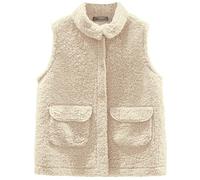 Générique Gilet Sans Manche Femme Gilet Polaire Court Femme Fausse Fourrure Manteau Col Debout Cardigan Hiver Petite Taille Laine Élégant Casual Mode Hiver Outerwear Veste en Laine(#10,L)