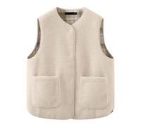 Générique Gilet Sans Manche Femme Gilet Polaire Court Femme Fausse Fourrure Manteau Col Debout Cardigan Hiver Petite Taille Laine Élégant Casual Mode Hiver Outerwear Veste en Laine(#13,L)