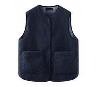 Générique Gilet Sans Manche Femme Gilet Polaire Court Femme Fausse Fourrure Manteau Col Debout Cardigan Hiver Petite Taille Laine Élégant Casual Mode Hiver Outerwear Veste en Laine(#17,L)