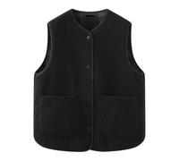 Générique Gilet Sans Manche Femme Gilet Polaire Court Femme Fausse Fourrure Manteau Col Debout Cardigan Hiver Petite Taille Laine Élégant Casual Mode Hiver Outerwear Veste en Laine(#14,S)