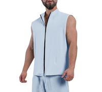 Générique Gilet Sans Manche Homme - Maillot De Corps Pour Homme Printemps Et éTé Maillot De Corps Fin à Fermeture éClair Cardigan Sans Manches Sport Loisirs Respirant Absorption De La Transpiration