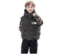 Générique Gilet sans Manches à Capuche Enfants Col Patchwork, Fermeture Éclair Blouson Pull Manteau sous-Vêtement Léger Résistant À l'eau pour Jeunes 2025 Manteau en Duvet pour Enfants