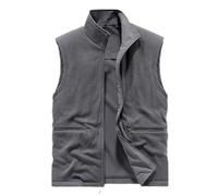 Générique Gilet Sans Manches Homme Hiver Polaire Intérieure Chaud, Coupe Large Décontractée Multi-Poches Zippées, Veste Extérieure (FR/ES, Alpha/lettres, TTG, Taille normale, Taille normale, Grey)