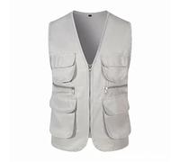 Générique Gilet Sécurité Homme Vintage Grande Taille Sans Manche Vestes de Chasses Vestes de Pêches Coton Été Costume Gilets Pêches Saharienne Zippé Col V Sports Gilet Travails