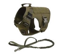 Générique Gilet Tactique Militaire for Chien, Ensemble Harnais et Laisse for Dressage de Berger Allemand, Golden Retriever, Toutes Races(Green 2 Piece Set,XL(40-60KG))