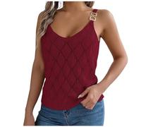 Générique Gilet tricoté sans Manches à col Rond R pour Femmes, Coupe ajustée, décontracté, Nombril Ouvert t-Shirts à Manches Courtes Femme (Red, S)