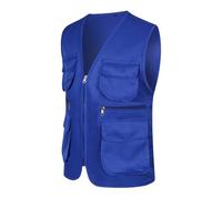 Générique Gilet utilitaire unisexe professionnel avec poches volumineuses multifonctionnelles pour activités extérieures et quotidiennes confortable (Blue, L)
