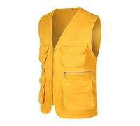 Générique Gilet utilitaire unisexe professionnel avec poches volumineuses multifonctionnelles pour activités extérieures et quotidiennes confortable (Yellow, XXXXL)