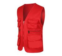 Générique Gilet utilitaire unisexe professionnel avec poches volumineuses multifonctionnelles pour activités extérieures et quotidiennes confortable (Red, XXL)