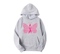 Générique Gilet Veste Chauffante Manches Longues pour Femmes, Couleur Unie, imprimé sur la prévention du Cancer du Sein Pulls Molletonnés Mignons pour Femmes (Grey, XXL)