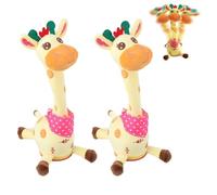 Générique Girafe parlante et dansante - Peluche Musicale et Lumineuse pour Tout-Petits de 1 à 3 Ans, répète Vos Paroles, Jouet interactif en Peluche avec lumières LED (2pcs)