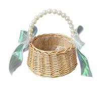 Générique Girl Basket - Wicker, 19x15x9cm Wicker Basket Elegant Design | Sturdy And Decorative Flower Holder, Wedding Girl Baskets For Weddings, Parties, Home Decor, Flower Arrangements, Gift Giving