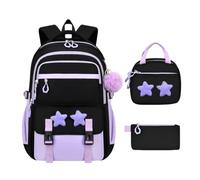 Générique Girls Backpack with Lunch Box 3 Piece Set, Cute Star School Bag