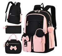 Générique Girls Bookbag 3 Piece Bowknot Set With Pencil Case Lunch Box