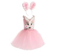 Générique Girls Bunny Dress - Cute Easter Bunny Costume & Kids Gift | B́unny Ears Headband Tutu and Paws Set | Essential Animal Cosplay Outfit for Halloween Parties and Dress-Up