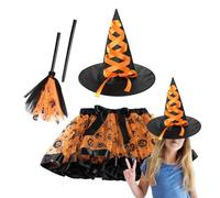 Générique Girls Halloween Witch Tutu Skirt Set | Considerate Present Halloweens Costume 3 Sets | Improved Adaptability Violet Spider Web Witchs Skirts with Lining, Witches Dress up Seet for Kids