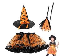 Générique Girls Halloween Witch Tutu Skirt Set | Considerate Present Halloweens Costume 3 Sets | Improved Adaptability Violet Spider Web Witchs Skirts with Lining, Witches Dress up Seet for Kids