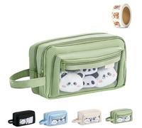 Générique Girls Large Pencil Case Teenage, Big Capacity Pencil Case 3 Compartments, Cute Pencil Cases, Stationery Pouch for Girls (Green 2)