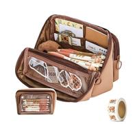 Générique Girls Large Pencil Case Teenage, Big Capacity Pencil Case 3 Compartments, Cute Pencil Cases, Stationery Pouch for Girls (Brown 1)
