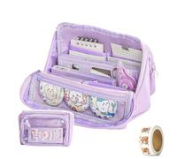 Générique Girls Large Pencil Case Teenage, Big Capacity Pencil Case 3 Compartments, Cute Pencil Cases, Stationery Pouch for Girls (Purple 1)