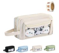 Générique Girls Large Pencil Case Teenage, Big Capacity Pencil Case 3 Compartments, Cute Pencil Cases, Stationery Pouch for Girls (Beige 2)