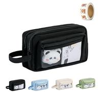 Générique Girls Large Pencil Case Teenage, Big Capacity Pencil Case 3 Compartments, Cute Pencil Cases, Stationery Pouch for Girls (Black 2)