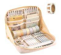 Générique Girls Large Pencil Case Teenage, Big Capacity Pencil Case 3 Compartments, Cute Pencil Cases, Stationery Pouch for Girls (Beige 3)