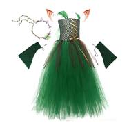 Générique Girls Theme Halloween Costume - Jupe Princess Tutu | Robe de fée avec bandeau de couronne de fleurs | Manches et oreilles d'elfe | Toddler to Preteen Cosplay Set | Fairies Fairies Habill