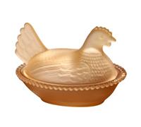 Générique Glass Chicken Candy Dish, Crystal Hen on Nest Covered Jar for Snacks, Vintage Poultry Fruit Plate & Egg Tray Server, Retro Pastoral Tabletop Decoration (Yellow)