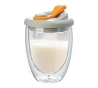 Générique Glass Coffee Cup For Tea - Double Wall Glass Coffees Cup | 350ml Insulated Glasss Teas Mugs | Travel Coffees Mug With Lid | Insulated Beer Mug For Coffee, Tea, Juice, Milk, Latte, Dessert