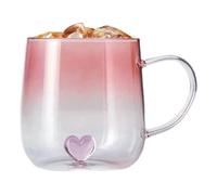 Générique Glass Coffee Mug - Clear Glass Coffee Mugs, Heat Resistant Glasss Mug, Jar With 3d Heart Gradient, 400ml Clear Coffe Mugs For Travel Christmas Kitchen Bar Latte House Tea Juice Cereals