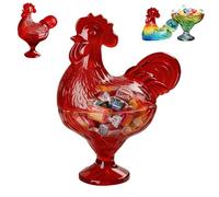 Générique Glass Crystal Rooster Candy Dish,Glass Chicken Fruit Bowl with Lid,Decorative Chicken Dessert Snack Plate for Kitchen Home Tabletop Display