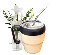 Générique Glass Cups, Letter Printing Coffee Mug, Multi Purpose Straw Cup, Mug with Handle, Versatile Drinkware for Iced Hot Beverages in Restaurant Kitchen Wedding Picnic Camping, 400ml