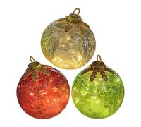 Générique Glass Ornament - 3 Piece Lighted Crystal Decoration, Tabletop Sphere Accent, Finely Detailed Hand Painted Scene, Integrated LED Illumination System, Seasonal Decor for Home Adornment