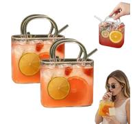 Générique Glass Purse for Drinks, 26oz Unique Purse Drinking Glass Bags with Integrated Handle, Fish Bowl Vase for Flower, Funky Wine Glass Bag, Aesthetic Gifts for Women, Party, Bar (2Pcs)