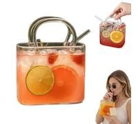 Générique Glass Purse for Drinks, 26oz Unique Purse Drinking Glass Bags with Integrated Handle, Fish Bowl Vase for Flower, Funky Wine Glass Bag, Aesthetic Gifts for Women, Party, Bar (1Pcs)