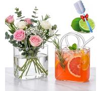 Générique Glass Purse for Drinks Set of 2, 26oz Unique Handbag Shaped Cocktail Glasses, Aesthetic Large Drinking Glass for Iced Tea, Juice, Flower Vase, Creative Gifts for Women (2A)