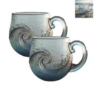 Générique Glass Sunset Mug, Sea Glass Sunset Mug, Handcrafted Sea 12 Oz Handblown Ocean Wave Pattern Mugs Cup, Inspired Drinkware, for Ocean Lovers(#B,2Pcs)