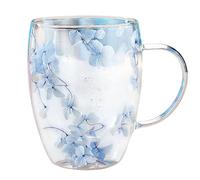 Générique Glass Tea Cup - Elegant Double Walled Cup | Flower Glass Coffee Mugs | Insulated Heat Resistant Double Walled Glasss Mugs Suitable For Hot Beverages, Birthday New Year Christmas