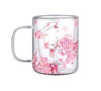 Générique Glass Water Cups - Clear Glass Mug 250ml with Dried Flower Design | Coffee Beverage Container for Juice Milk Wine Water, Home Drinkware Accessory, Kitchen Glasses, Tabletop Serving Tool