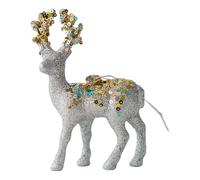 Générique Glitter Flocked Reindeer Statue, Indoor Reindeer Christmas Decoration, Elk Sculpture, Elegant Living Room Holiday Decoration, Dining Table Centerpiece, Christmas Decorative Gift