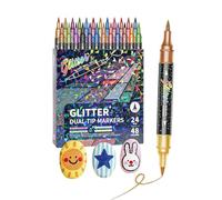 Générique Glitter Paint Pens - Water-Based Quick-Drying Ink | Coloring And Painting Glitter Pens | Art Markers For Adults Kids Greeting Cards Doodle Writing Coloring Books School Projects And Crafts