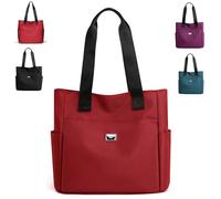 Générique Gloryboom Shoulder Bag, Large Capacity Water Repellent Multi Pocket Nylon Shoulder Bag, for Women (Wine Red)